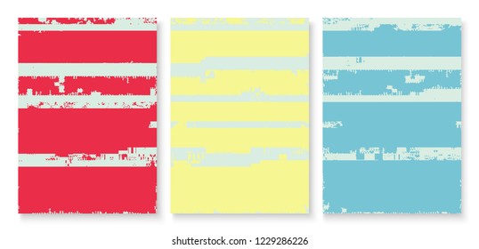 Abstract glitched pixelated a4 poster cover set. Creative background template. EPS10 vector.