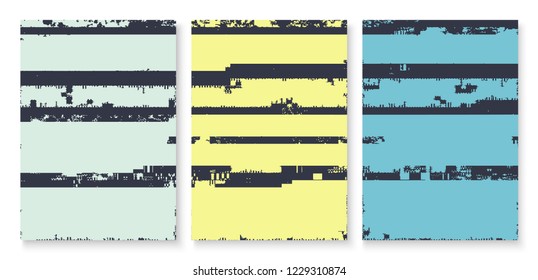 Abstract glitched pixelated a4 poster cover set. Creative background template. EPS10 vector.