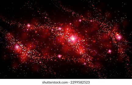 Abstract glitter, bright wave of red hue on a black background