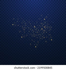 Abstrakter Glitter entfokussiert blinkende Sterne und Funken. unscharfes Bokeh-Licht auf dunkelblauem Hintergrund. Weihnachts- und Neujahrsvorschau Dunkelgoldener abstrakter Bokeh. Vektorgrafik.