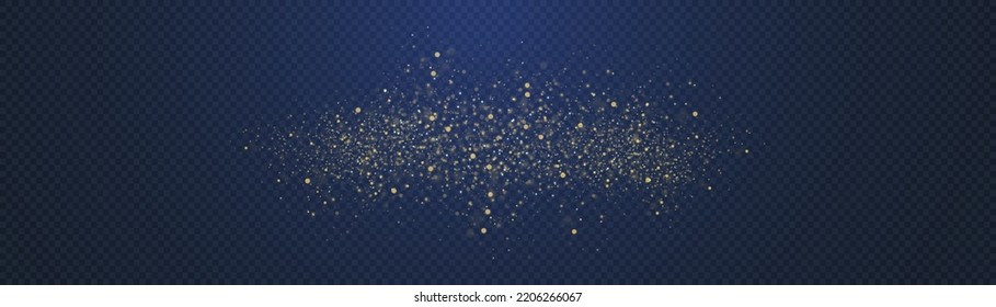 Abstract glitter defocused blinking stars and sparks. Dark golden abstract bokeh. Blurred bokeh light on dark blue background. Christmas and New Year holidays template. Vector illustration.