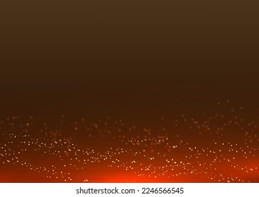 Abstract glitter golden stars and light elements with glowing light on brown background. Vector graphic illustration.
