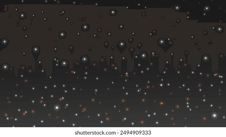 Abstract glitter lights on dark background. Festive glamour banner.