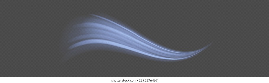 Abstract glitter neon lines of movement and speed with sparkles. Curve light effect of blue twirl. Semicircular wave, light vortex wake. Luminous motion wavy. Space tunnel. Bright vector spiral line.