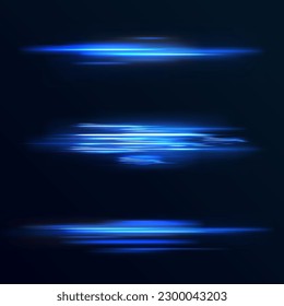 Abstract glitter neon lines of movement and speed with sparkles. Curve light effect of blue twirl. Semicircular wave, light vortex wake. Luminous motion wavy. Space tunnel. Bright vector spiral line.