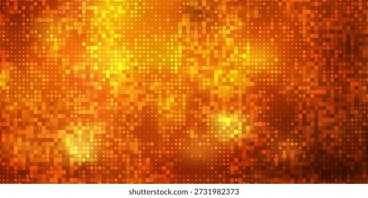 Abstrakt glitzernde geometrische Textur mit orangefarbenen und goldenen Pixeln. Fantasy-Fraktal-Design. Digitale Kunst. 3D-Darstellung.
