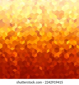Abstract glittering gold geometric background vector illustration  Hexagonal yellow pattern and pixelated gradient efffect