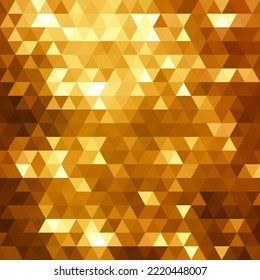Abstract glittering gold triangles geometric background vector illustration