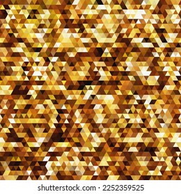 Resumen de brillo oro triángulos de ilustración del vector de fondo geométrico. Tapa de patrón sin soldadura
