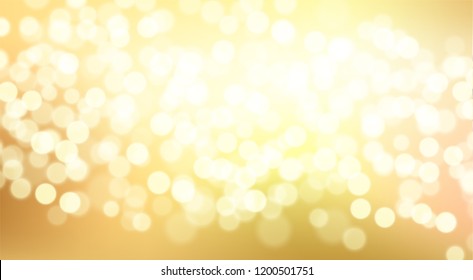 Abstract Glittering golden background with bokeh effect. Gold twinkled light backdrop for Wedding or Christmas xmas card . Vector Illustration.