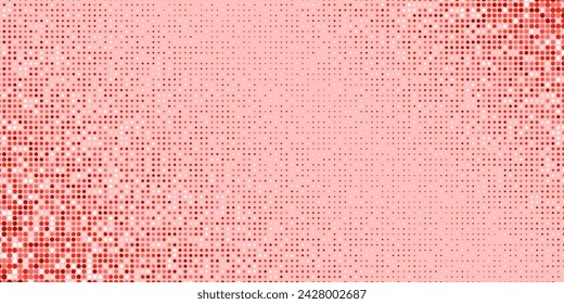 Abstract glittering halftone dotted horizontal red and coral background. Pop art retro shiny girlish texture for wallpaper, banner or presentation design