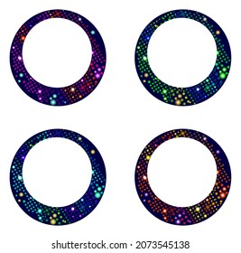 Abstract Glittering Rings. Set Of Four