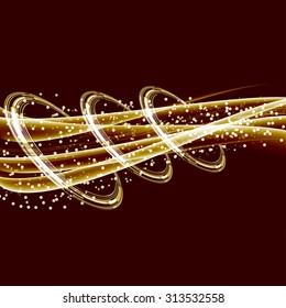 Abstract glittering sparkling golden waves border background. Vector illustration