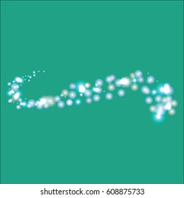 Abstract Glittering star dust trail sparkling particles on red background. Space comet tail. Vector glamour fashion illustration.