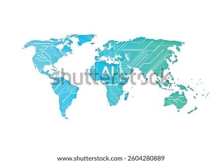 Abstract global artificial intelligence network connection circuit design. Global business design. Vector Illustration