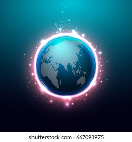 Abstract global business communication and technology background with Globe.Use for Business,Computer ,Security or Technology.Vector illustration.
