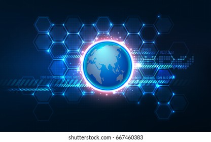 Abstract global business communication and technology background with Globe.Use for Business,Computer ,Security or Technology.Vector illustration.