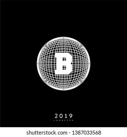 abstract global circle B logo letter design concept