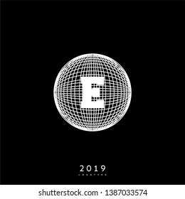 abstract global circle E logo letter design concept