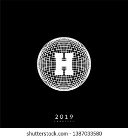 abstract global circle H logo letter design concept