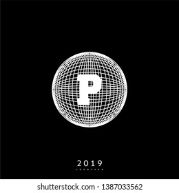 abstract global circle P logo letter design concept