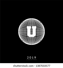 abstract global circle U logo letter design concept