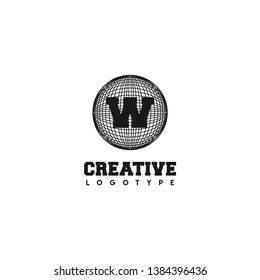 abstract global circle W logo letter design concept