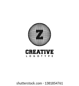 abstract global circle Z logo letter design concept
