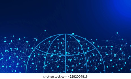 Abstract global connection with globe icon with dark blue background. Internet technology concept. Vector illustration.