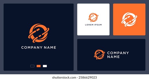Abstract global cyber logo design
