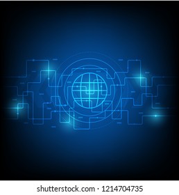 abstract global diagram, technology communication network for background, technology, future innovation, network connection and cyber digital concept, Vector illustration background, dark blue tone