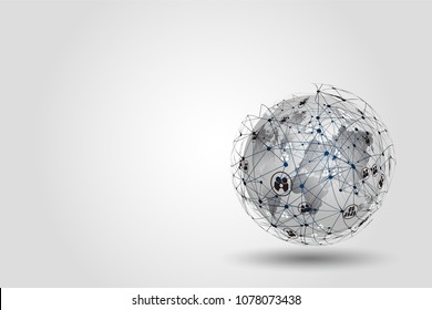 Abstract global digital connection and future technology concept background.