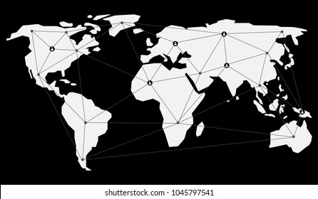 Abstract Global Digital Network Business Connections, Social Media Concept Design, Cloud Computing and Networks with World Map, Networks Structure, Telecommunications Concept Design, Network Connectio