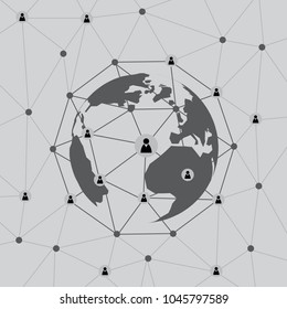 Abstract Global Digital Network Business Connections, Social Media Concept Design, Cloud Computing and Networks with World Map, Networks Structure, Telecommunications Concept Design, Network Connectio