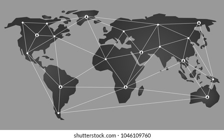 Abstract Global Digital Network Business Connections, Social Media Concept Design, Cloud Computing and Networks with World Map, Networks Structure, Telecommunications Concept Design, Network Connectio