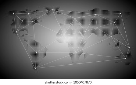 Abstract Global Digital Network Business Connections, Social Media Concept Design, Cloud Computing and Networks with World Map, Networks Structure, Telecommunications Concept Design, Network Connectio