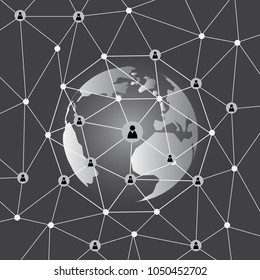 Abstract Global Digital Network Business Connections, Social Media Concept Design, Cloud Computing and Networks with World Map, Networks Structure, Telecommunications Concept Design, Network Connectio