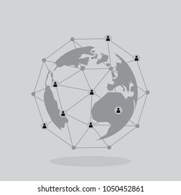 Abstract Global Digital Network Business Connections, Social Media Concept Design, Cloud Computing and Networks with World Map, Networks Structure, Telecommunications Concept Design, Network Connectio