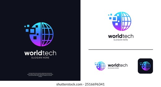 Abstrato global digital inspiração design logotipo tecnologia.