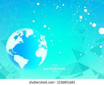 Abstrakte globale Erde, digitale Technologie, glatte Teilchenwelle, Big Data Techno, Design-Konzept-Hintergrund und Bildschirmhintergrund, Vektorgrafiken
