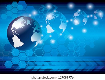 Abstract global earth technology background, vector