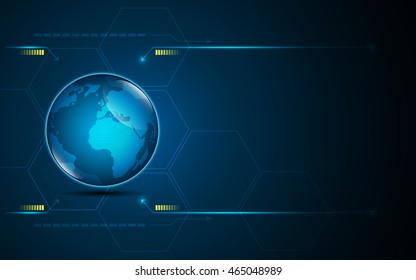abstract global icon on digital technology networking design innovation concept background