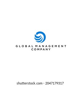 abstract global management logo design with growth wave concept vector template