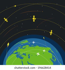 Abstract global modern flying transport scheme