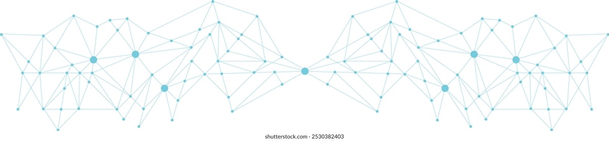 Abstract Global Network Communication Background. Blue Technology Futuristic Network Banner With Connecting Lines and Dots.