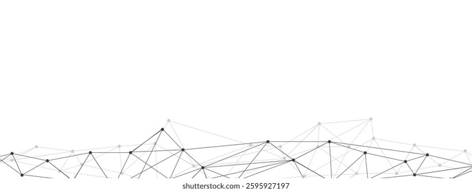 Abstract Global Network Connection Banner, Website Header with Connecting Dots and Lines, Digital Technology Background, Social Media Communication, Internet Data Flow, Futuristic Vector Illustration