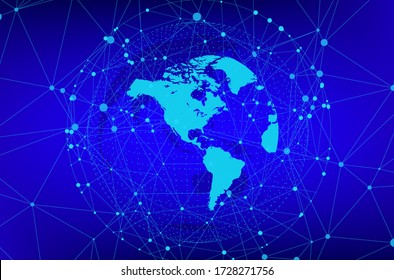 Abstract global network connection. World map point and line composition. modern design concept.