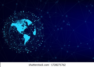 Abstract global network connection. World map point and line composition. modern design concept.