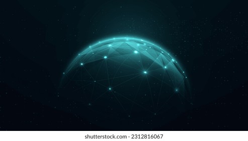 Abstract global network. Futuristic, technology connection background. Global business communication. Vector illustration