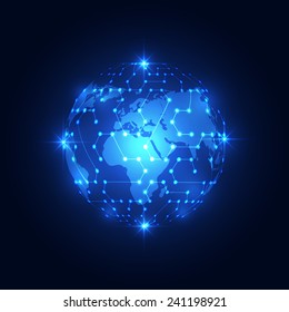 Abstract global network technology background, vector